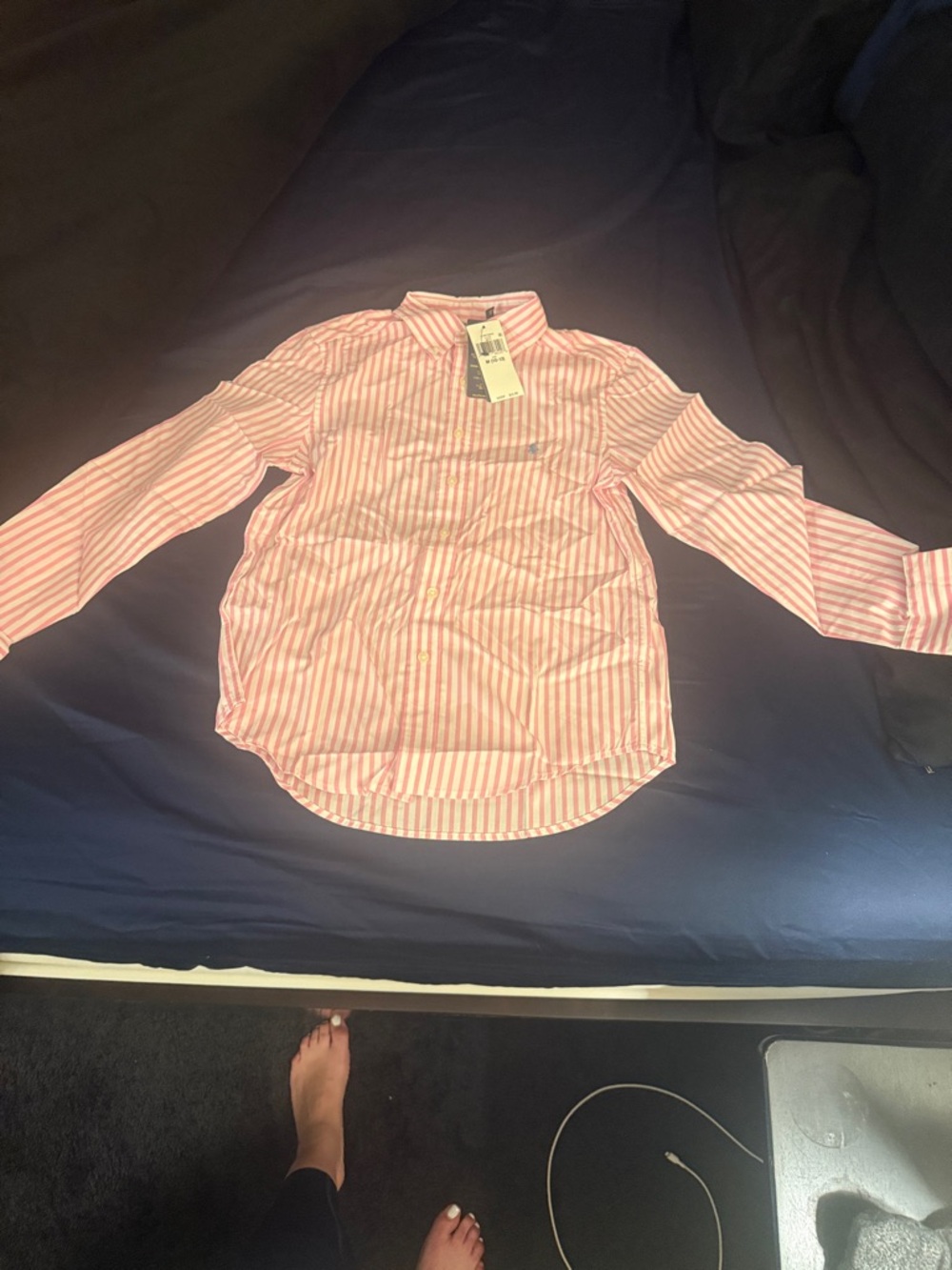 Polo by Ralph Lauren Pink & White Striped Button-Down Shirt